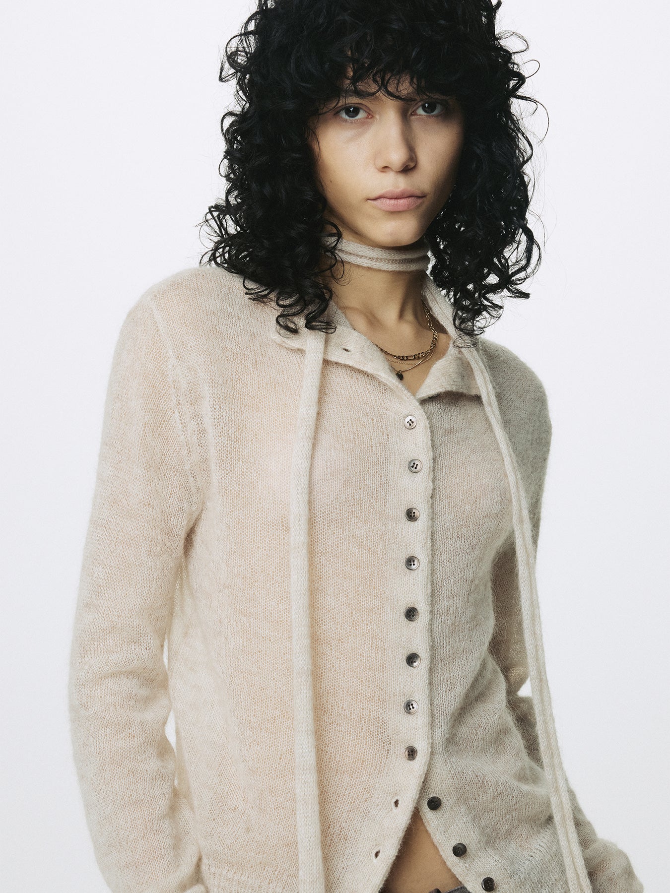 Tonywack - Mohair Half-Neck Cardigan (Ecru) product image 1 | TRAB K-Fashion Australia