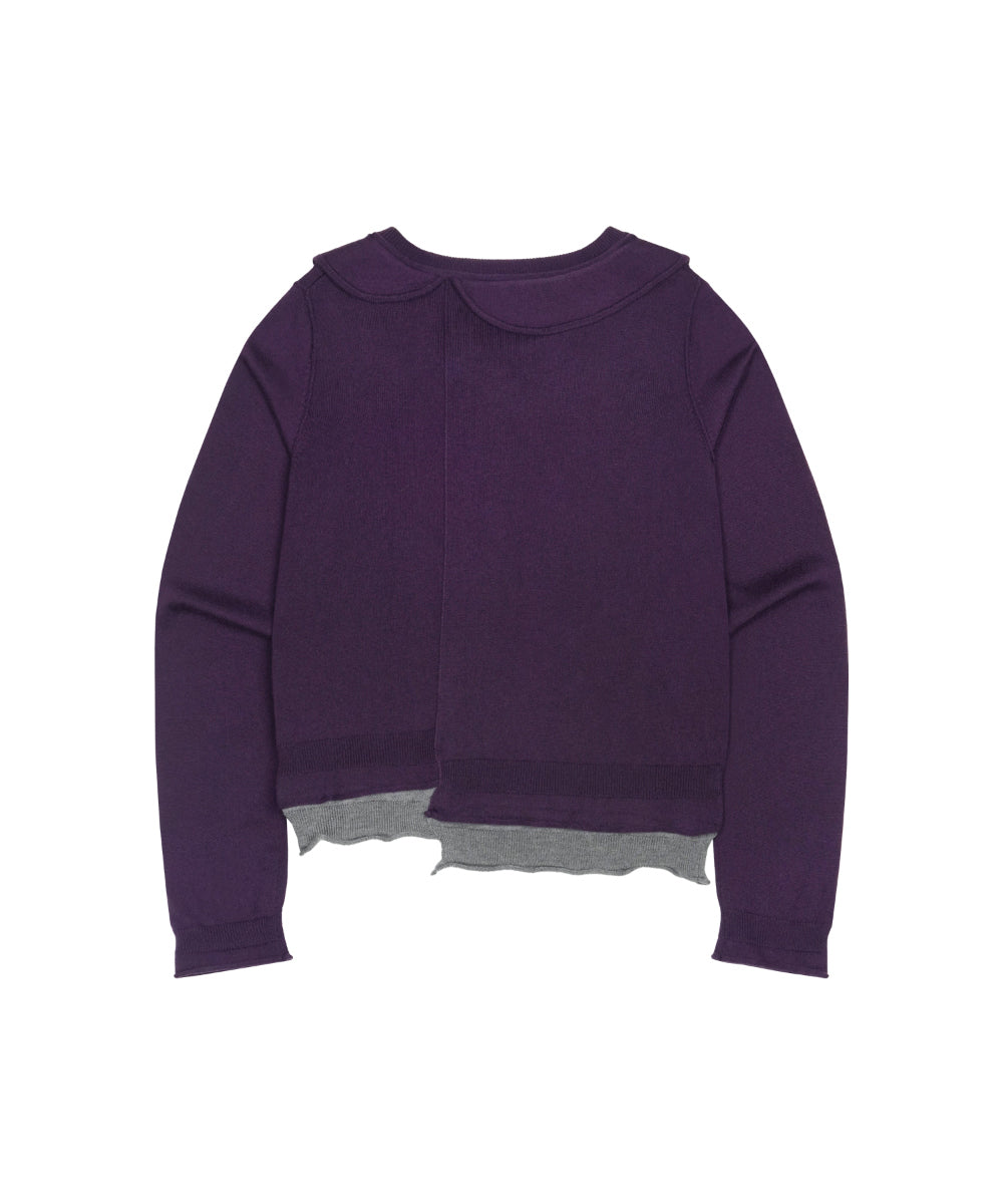 Coyseio - Round Collar Knit Cardigan (Purple) product image 11 | TRAB K-Fashion Australia