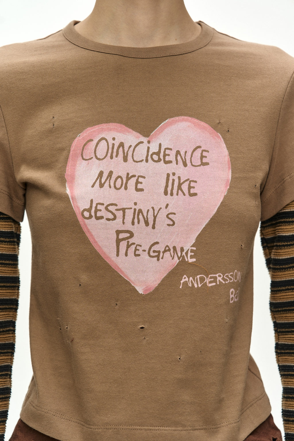 Andersson Bell - Layered Heart Message Long Sleeve T-Shirt (brown) (Brown) product image 7 | TRAB K-Fashion Australia