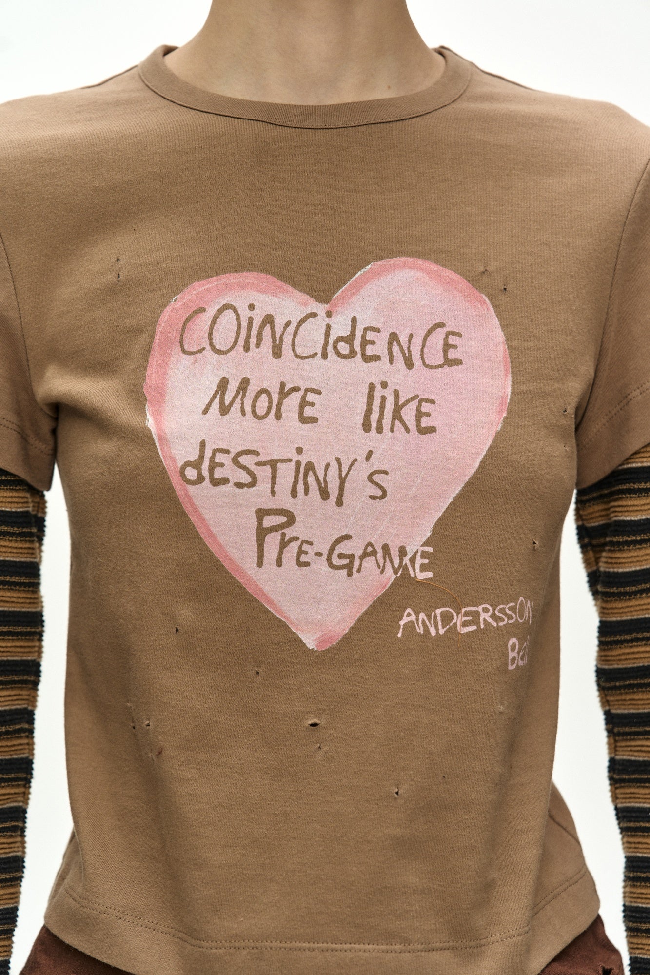 Andersson Bell - Layered Heart Message Long Sleeve T-Shirt (brown) (Brown) product image 7 | TRAB K-Fashion Australia