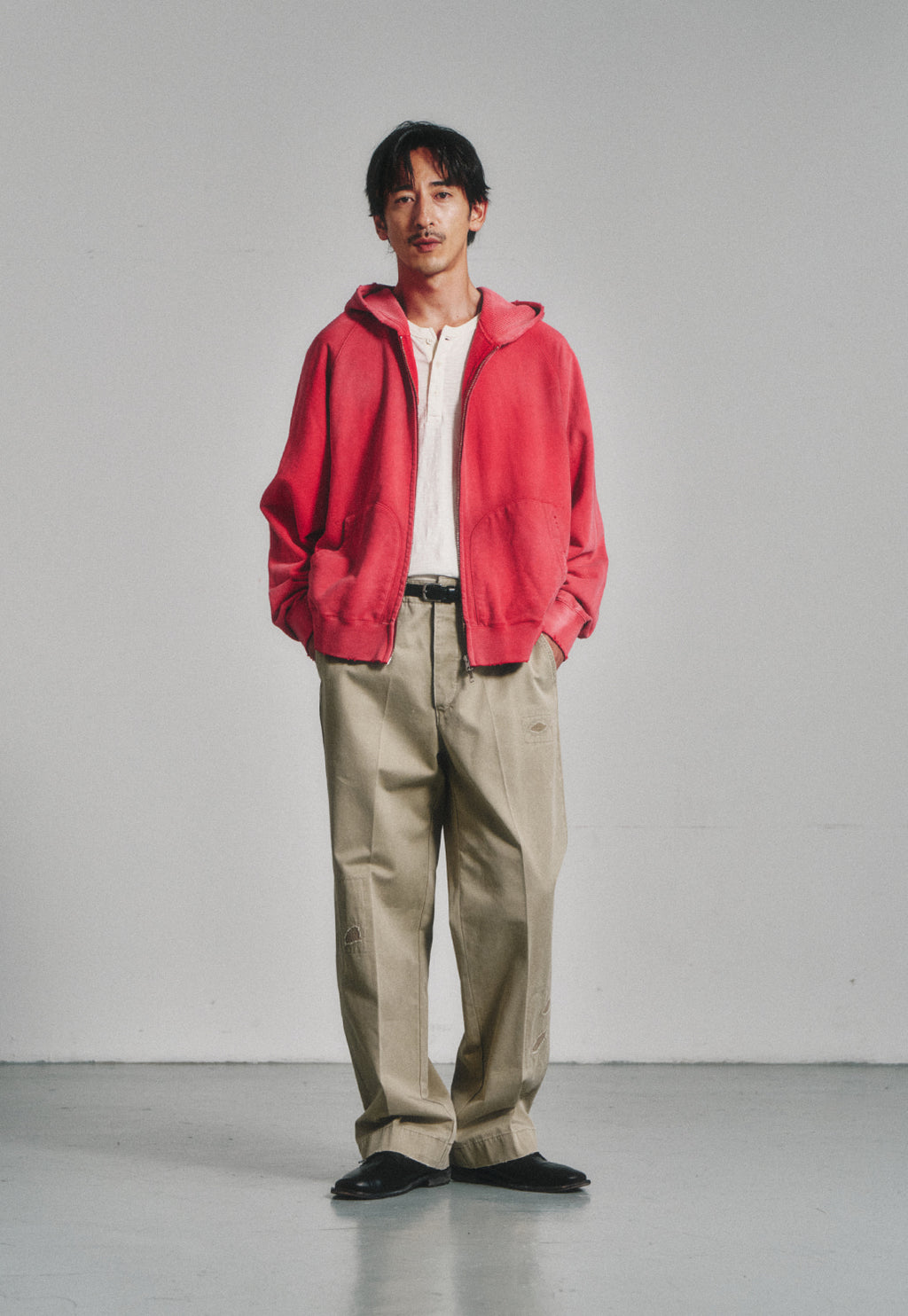 Art if acts - Garments Dyed Sweat Hooded Zip-Up (Vintage Red) product image 5 | TRAB K-Fashion Australia