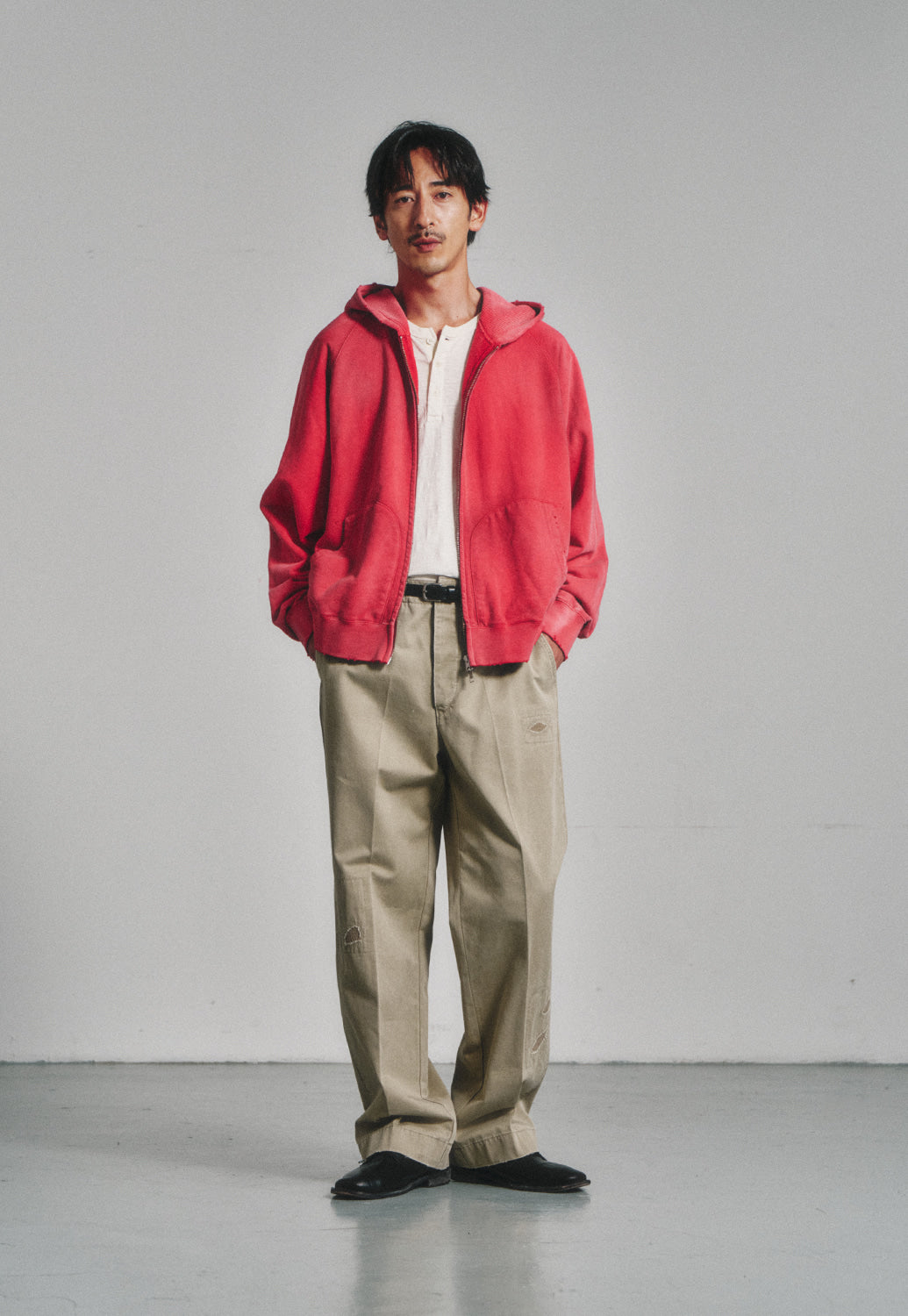 Art if acts - Garments Dyed Sweat Hooded Zip-Up (Vintage Red) product image 5 | TRAB K-Fashion Australia