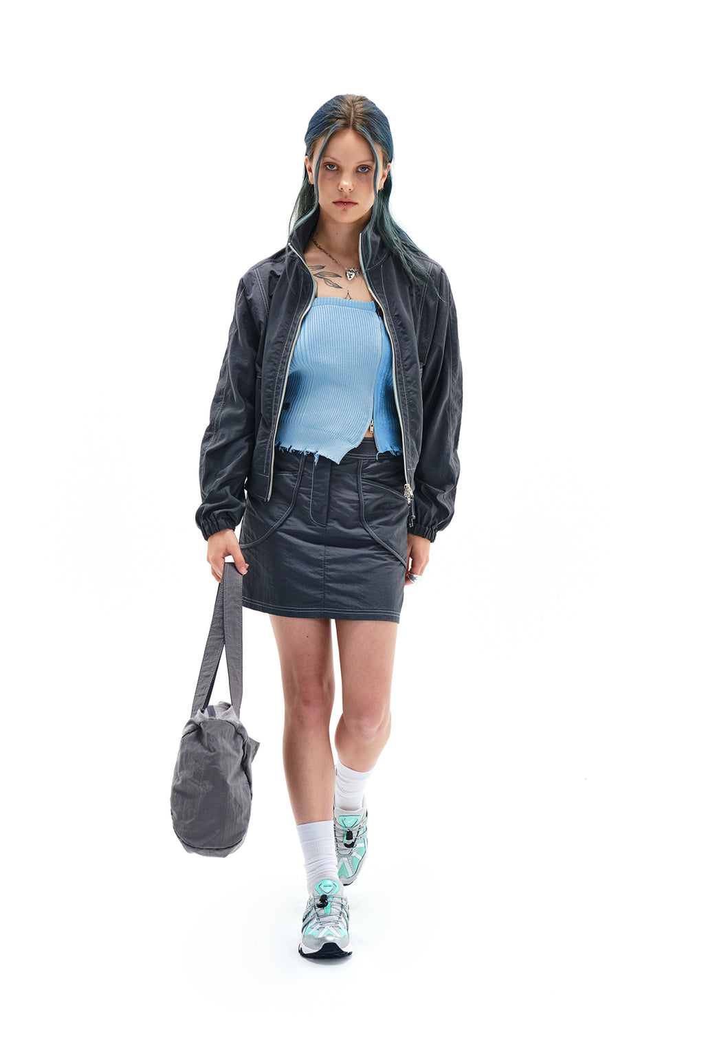 Matin Kim - Curvy Mini Skirt (Charcoal) product image 9 | TRAB K-Fashion Australia