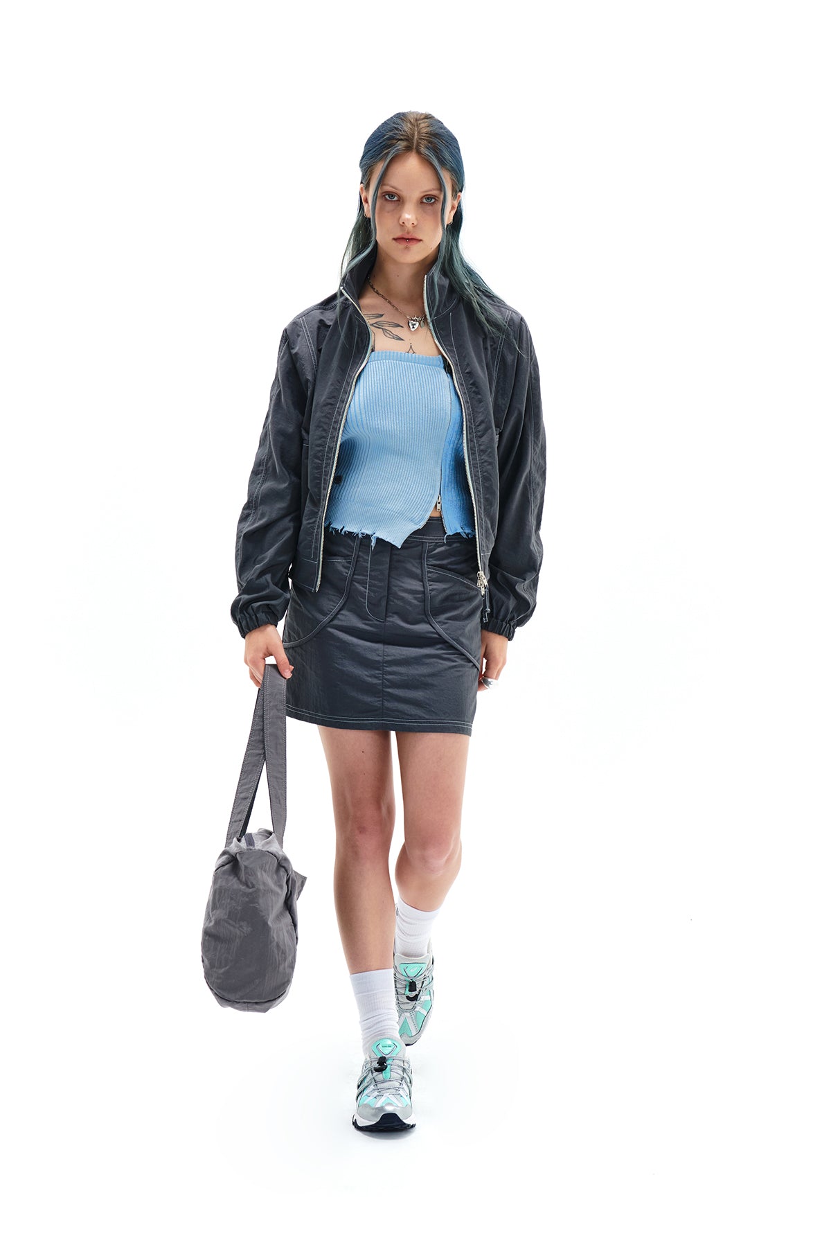 Matin Kim - Curvy Mini Skirt (Charcoal) product image 9 | TRAB K-Fashion Australia