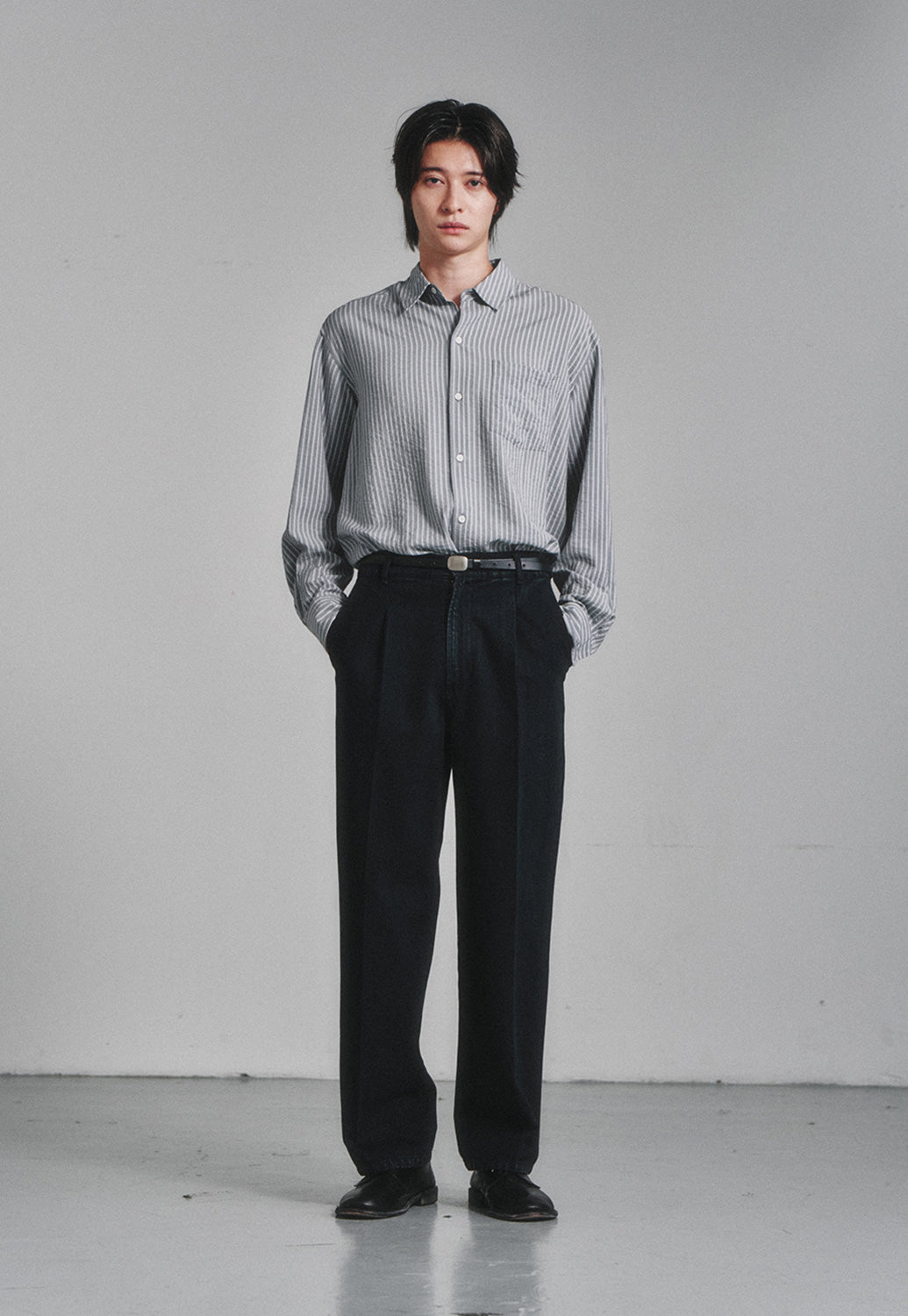 Art if acts - Wrinkle Rayon Shirt (Grey/Liberty Blue) product image 2 | TRAB K-Fashion Australia