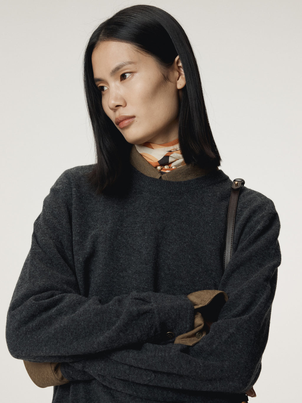 Recto - Shirt Cuffs Detail Knit Top (Charcoal Grey) product image 7 | TRAB K-Fashion Australia