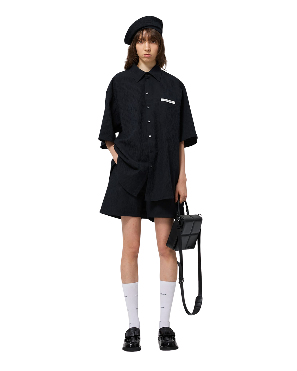 Kimhe Kim - Stripped Label Short Sleeves Shirt (Black) product image 11 | TRAB K-Fashion Australia