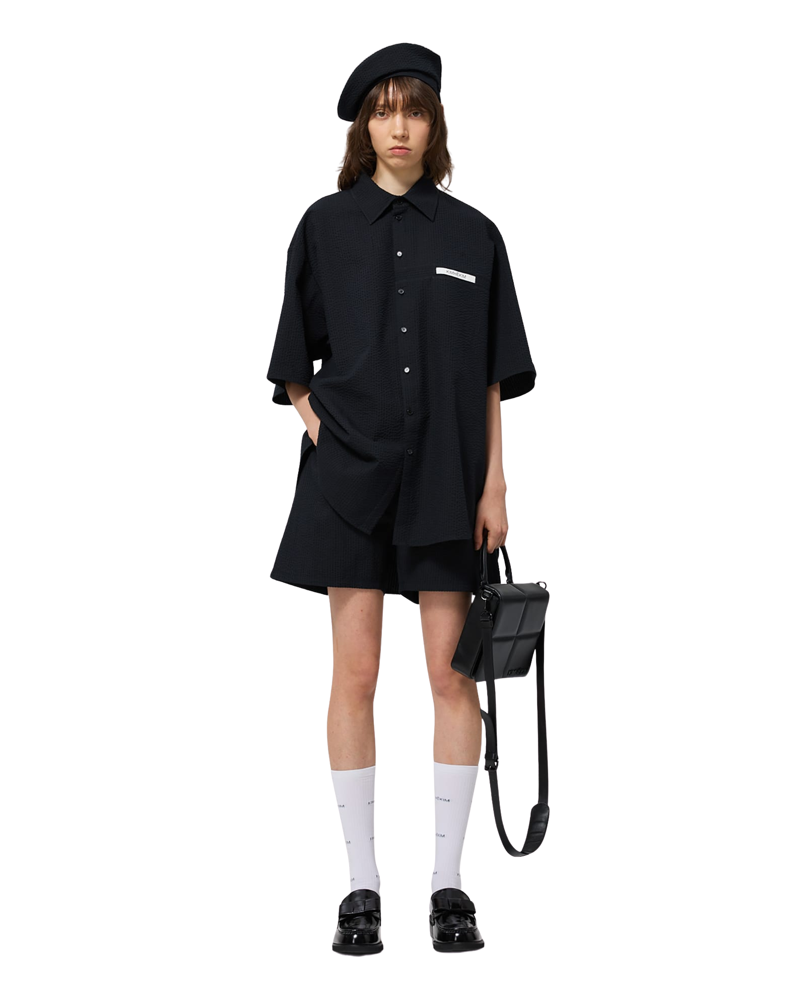 Kimhe Kim - Stripped Label Short Sleeves Shirt (Black) product image 11 | TRAB K-Fashion Australia