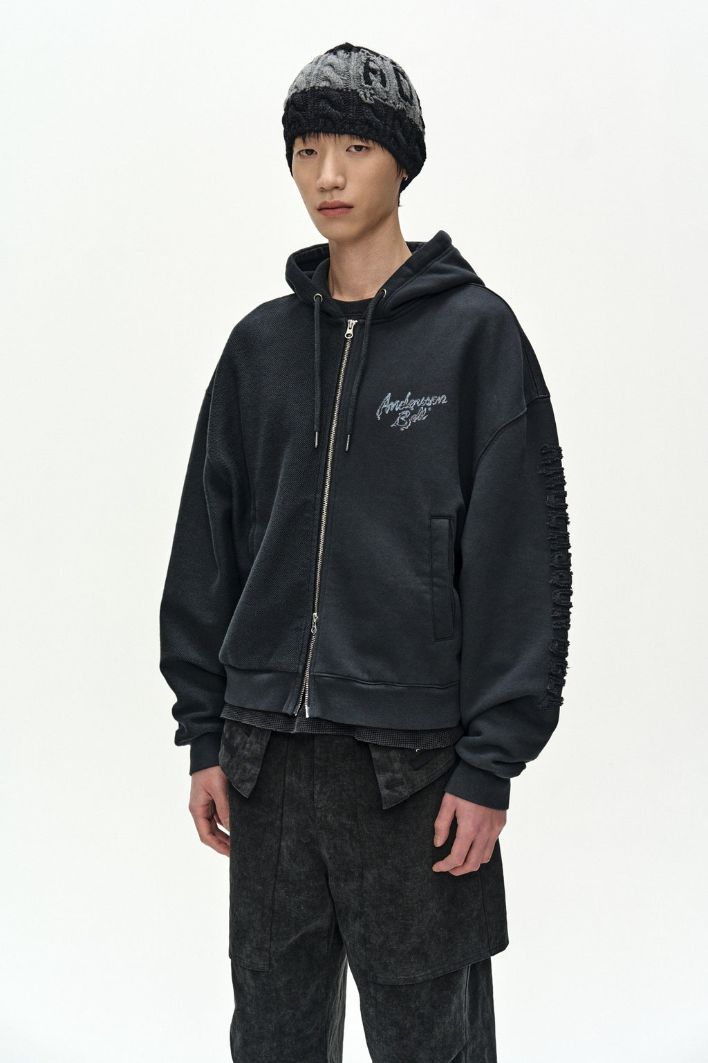 Andersson Bell - Unisex Adsb Cable Cashmere Beanie (black/grey) (Black/Grey) product image 1 | TRAB K-Fashion Australia