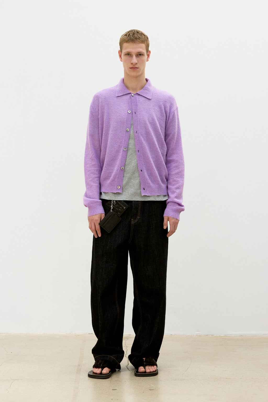 Coor - Hairy Alpaca Blend Collar Cardigan (Light Purple) product image 2 | TRAB K-Fashion Australia