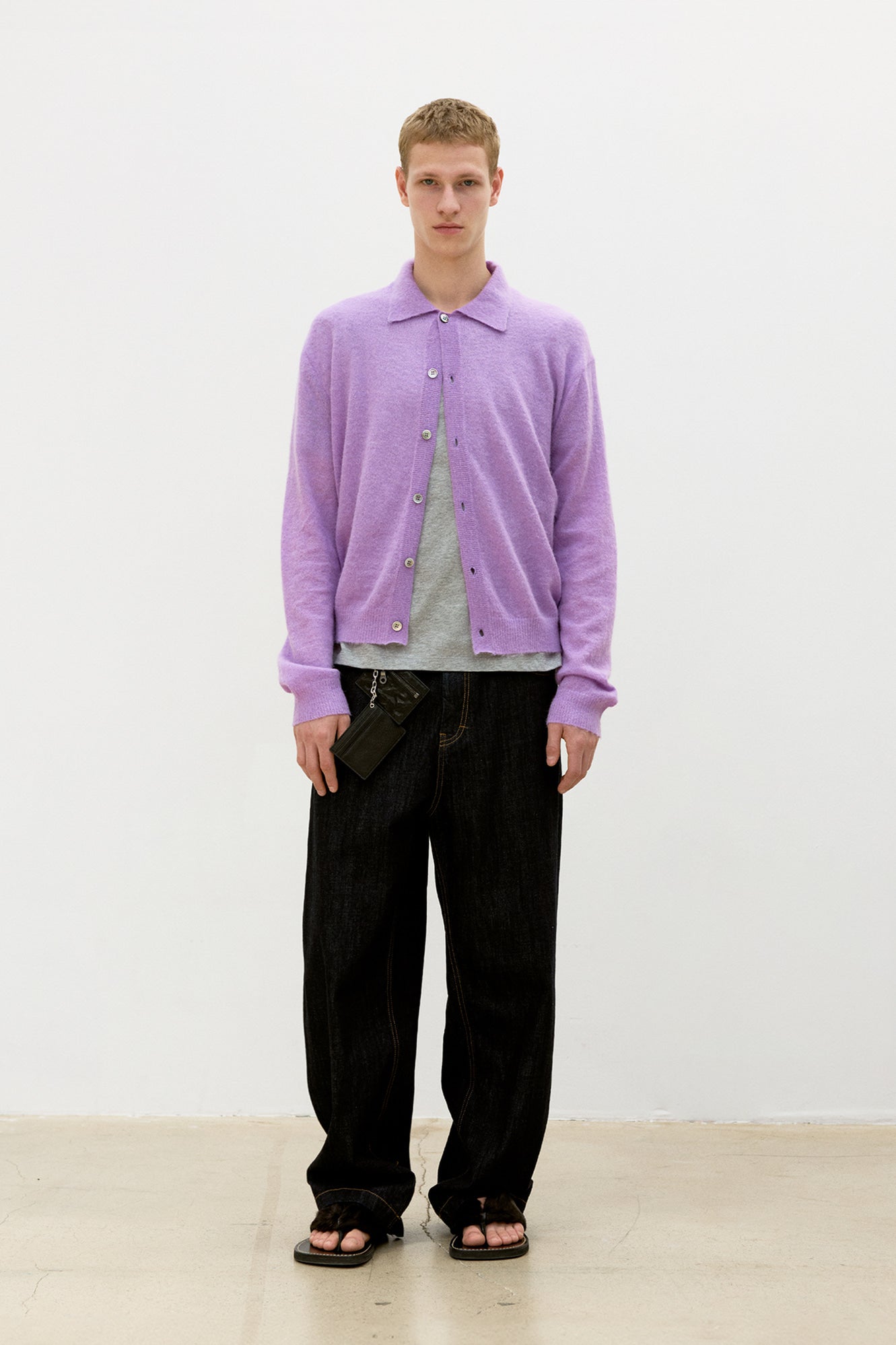 Coor - Hairy Alpaca Blend Collar Cardigan (Light Purple) product image 2 | TRAB K-Fashion Australia