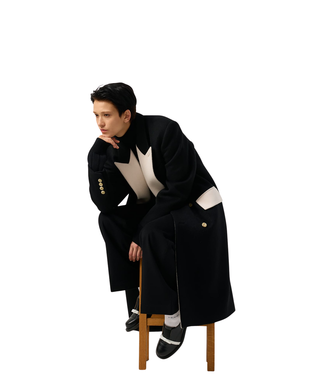 Kimhe Kim - Bi Color Double Breasted Coat (Black/Ivory) product image 21 | TRAB K-Fashion Australia