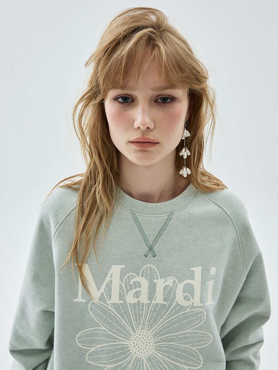 Mardi Mercredi - Sweatshirt Raglan Flowermardi (Mint Ivory) product image 1 | TRAB K-Fashion Australia