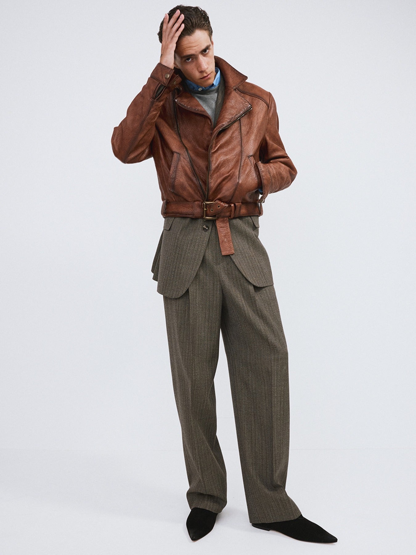 Recto - Vintage Effect Biker Jacket (Cognac) product image 1 | TRAB K-Fashion Australia