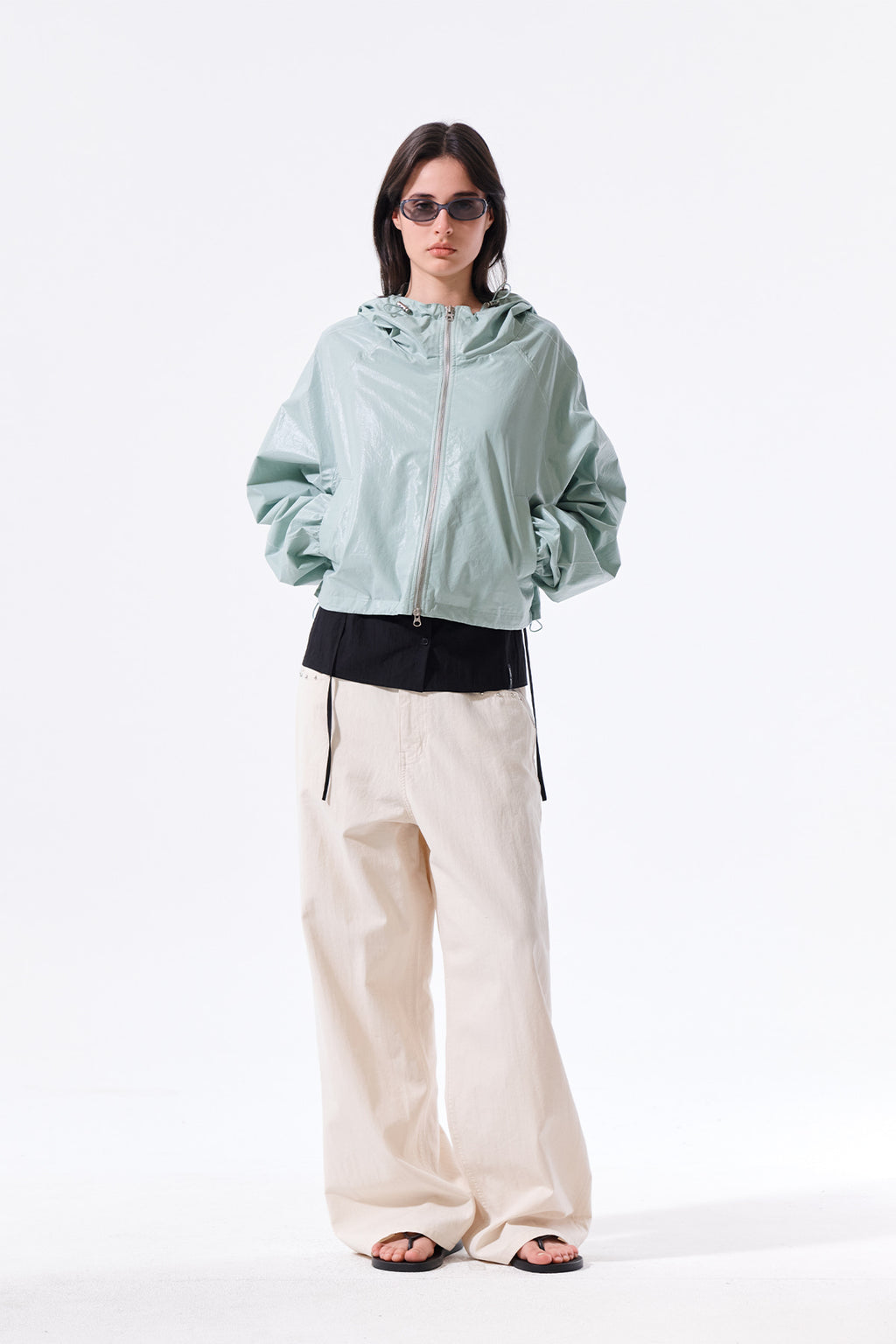 Matin Kim - Matin Crop Hoody Coating Jumper (Mint) product image 9 | TRAB K-Fashion Australia