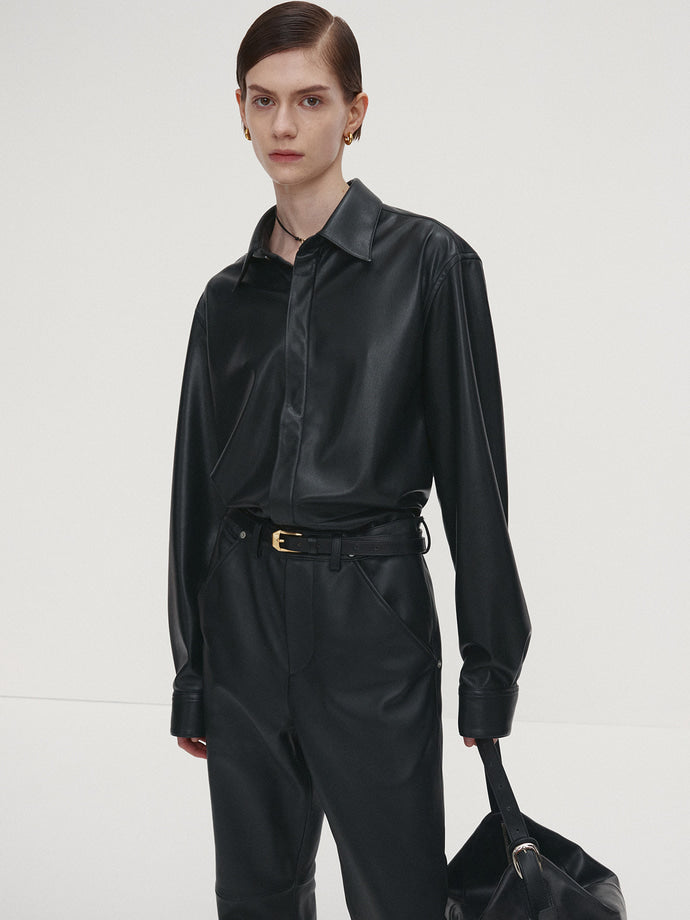 Tonywack - Leather Flared-Leg Pants (Black) product image 2 | TRAB K-Fashion Australia