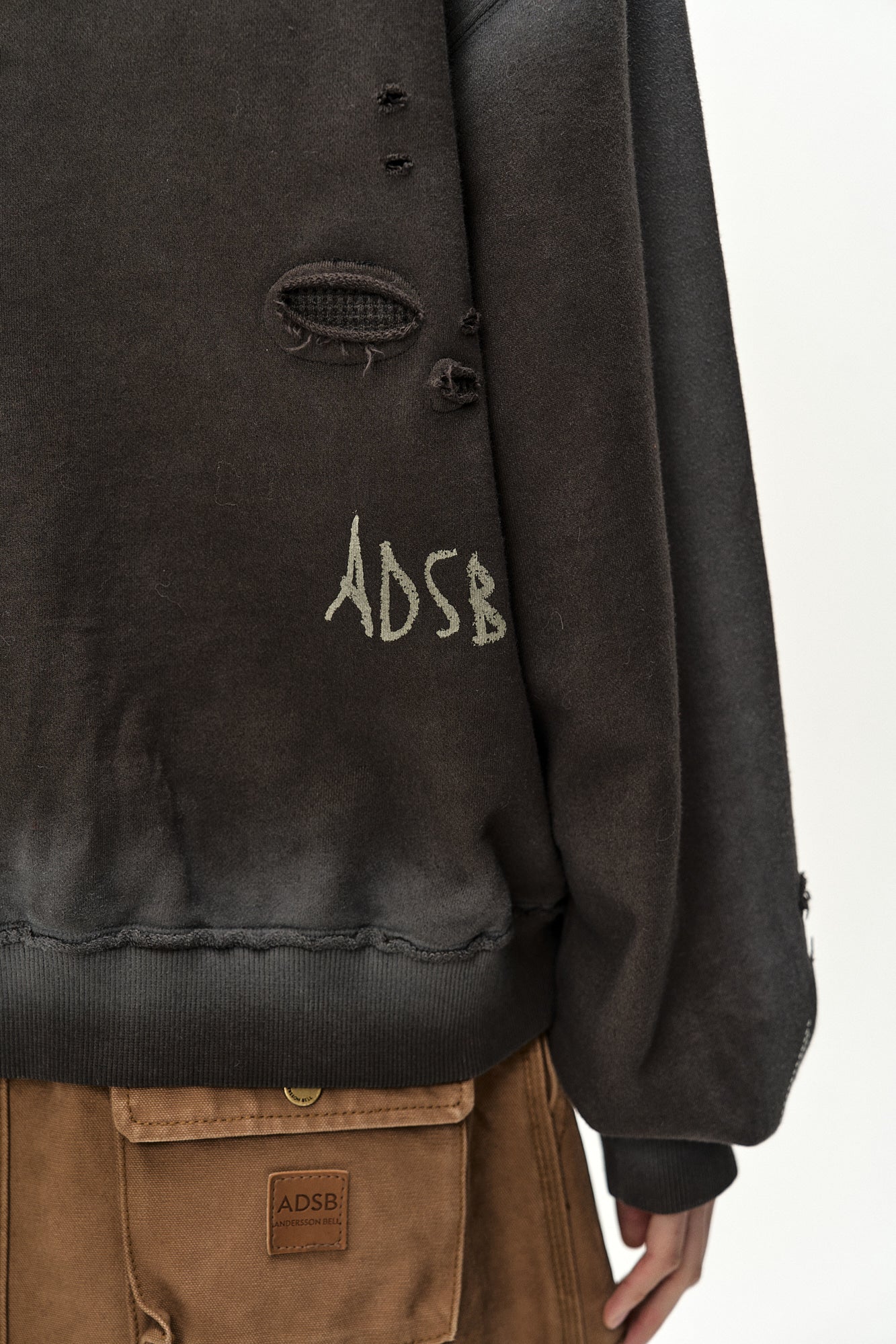 Andersson Bell - (essential) Unisex Spray Washed Again Lip Hoodie (brown) (Brown) product image 11 | TRAB K-Fashion Australia