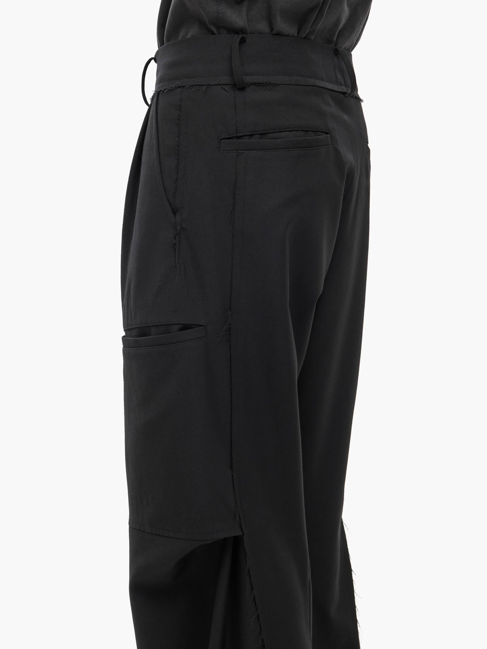 Jiyong Kim - Raw Edged 3D Pocket Trousers (Black) product image 7 | TRAB K-Fashion Australia