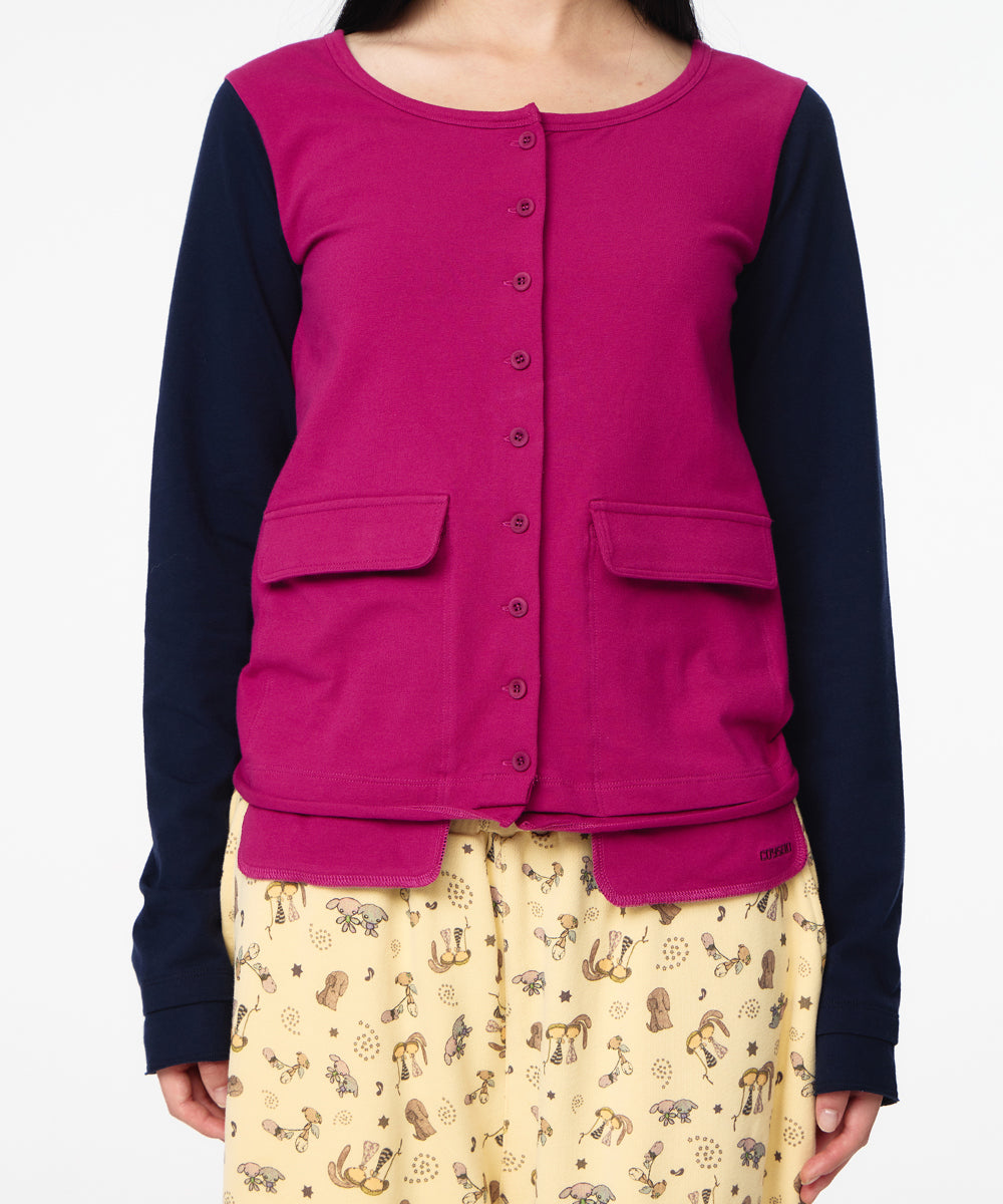 Coyseio - Button-Up Deep Neck Cardigan (Magenta) product image 5 | TRAB K-Fashion Australia