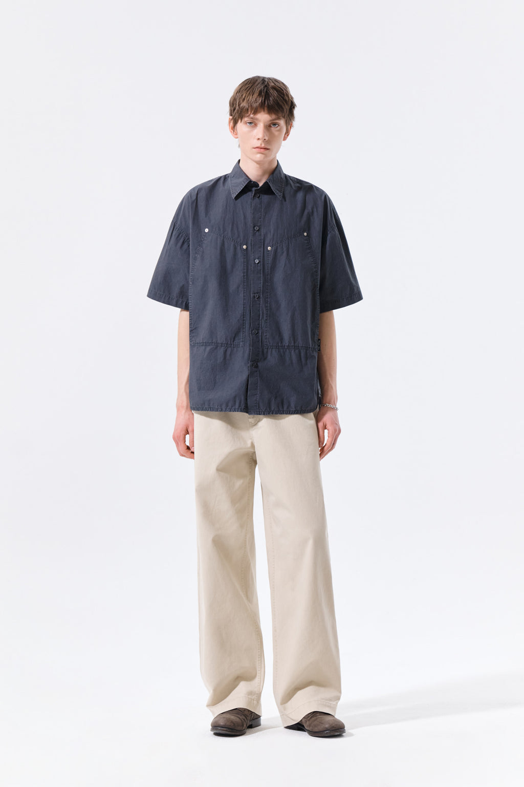 Matin Kim - Half Sleeve Pocket Shirt (Charcoal) product image 9 | TRAB K-Fashion Australia