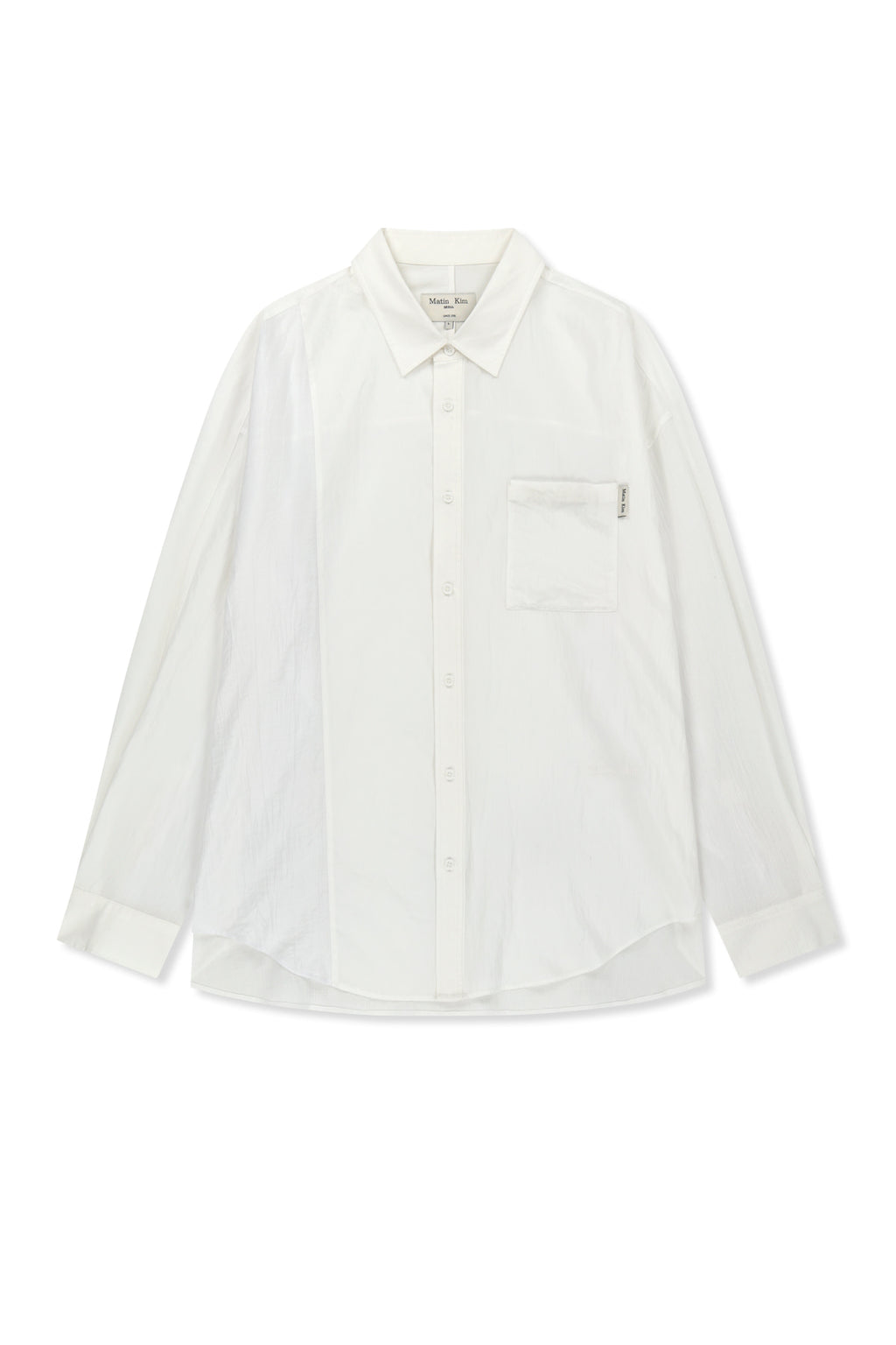 Matin Kim - Mixed Panel Over Fit Shirt (White) product image 1 | TRAB K-Fashion Australia