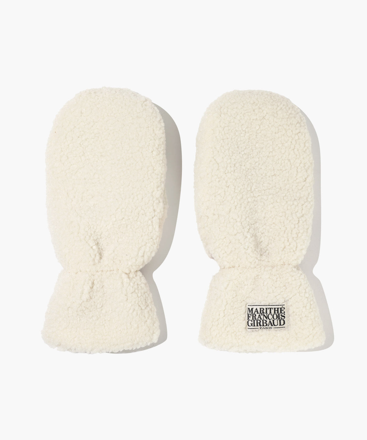 Marithe & Francois Girbaud - Classic Logo Fur Mittens (Ivory) product image 1 | TRAB K-Fashion Australia