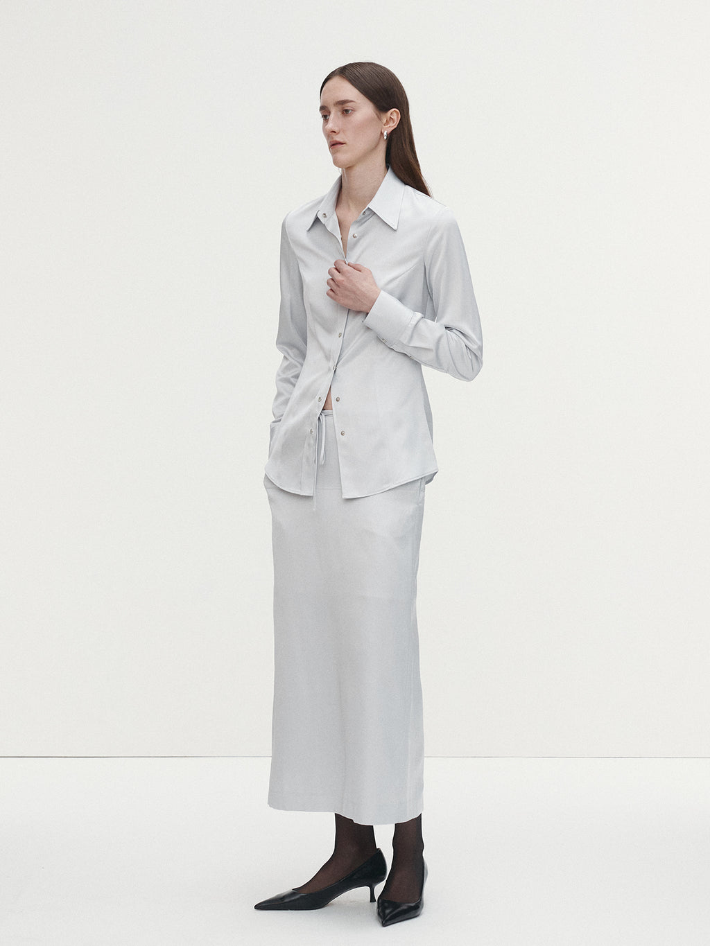 Tonywack - Satin Regular-Fit Shirt (Silver) product image 3 | TRAB K-Fashion Australia