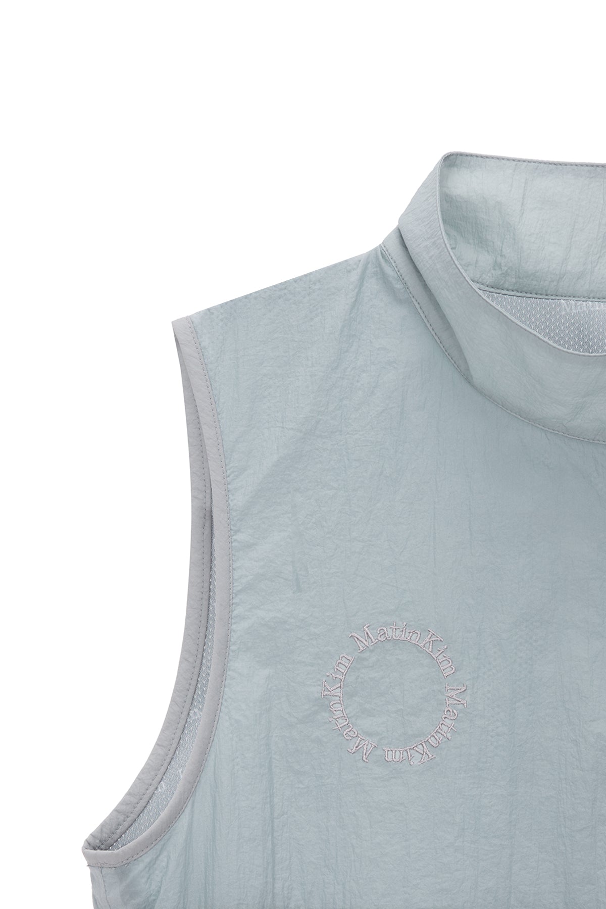 Matin Kim - High Neck Taping Zip Up Vest (Smoke Blue) product image 3 | TRAB K-Fashion Australia