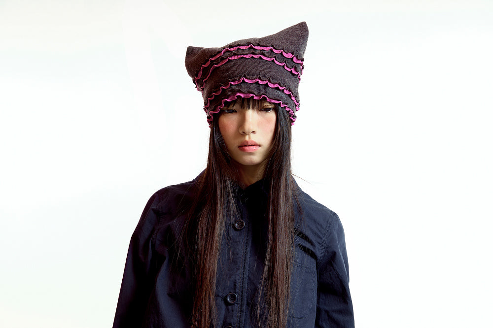 Coyseio - Raw Edge Cat Beanie (Brown) product image 4 | TRAB K-Fashion Australia