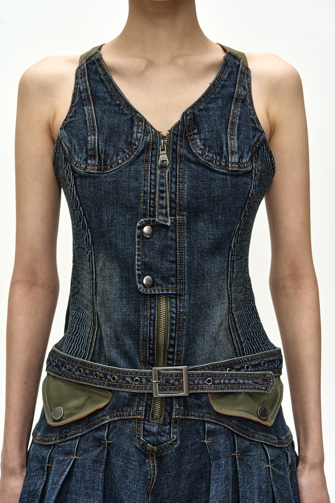 Andersson Bell - Military Ma-1 Harness Denim Dress (blue) (Blue) product image 6 | TRAB K-Fashion Australia