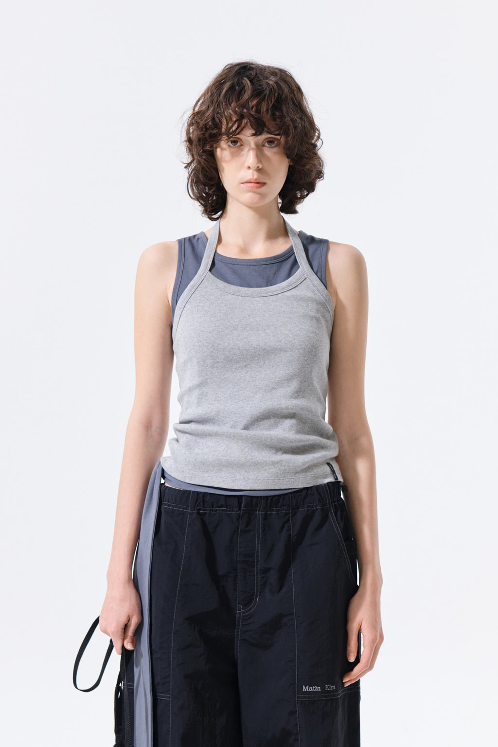 Matin Kim - Label Detail Halter Tank Top (Grey) product image 5 | TRAB K-Fashion Australia