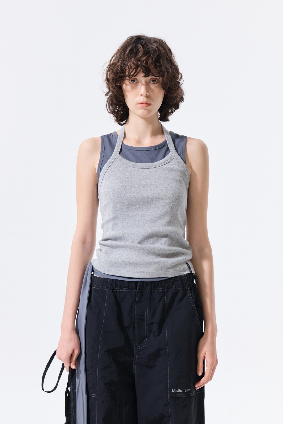 Matin Kim - Label Detail Halter Tank Top (Grey) product image 5 | TRAB K-Fashion Australia