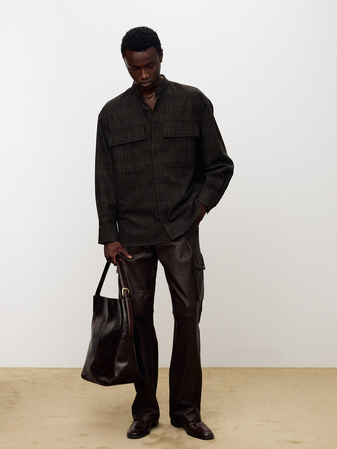 Tonywack - Checked Wool Oversized Shirt (Dark Brown) product image 4 | TRAB K-Fashion Australia