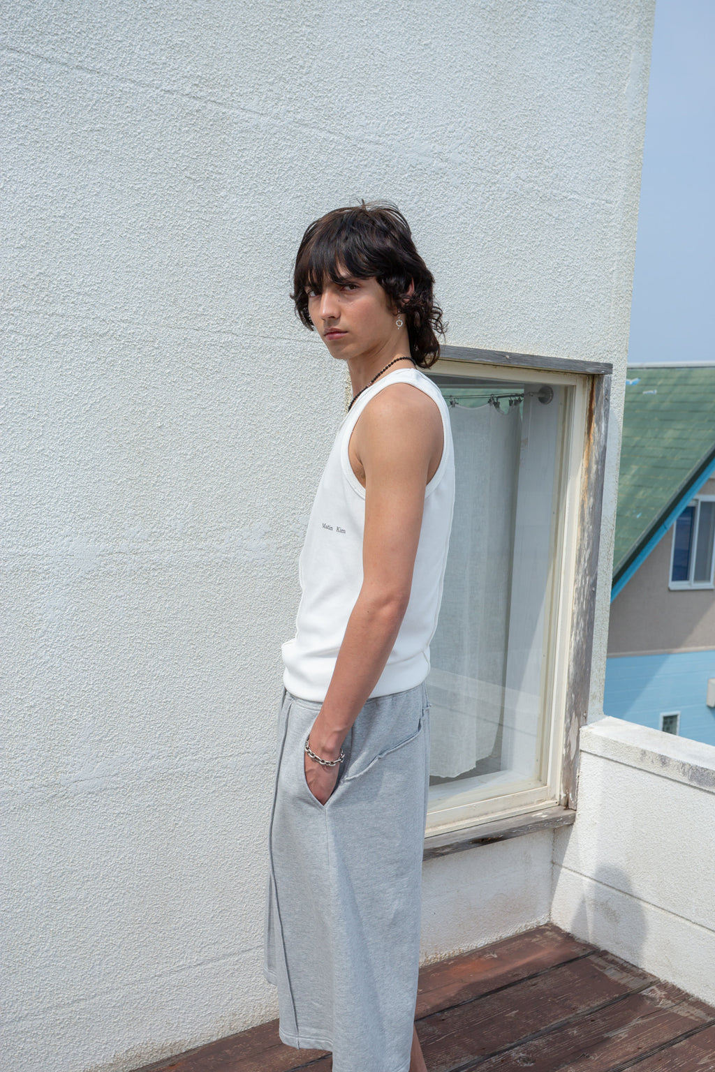 Matin Kim - Small Logo Pintuck Sleeveless Top (White) product image 11 | TRAB K-Fashion Australia