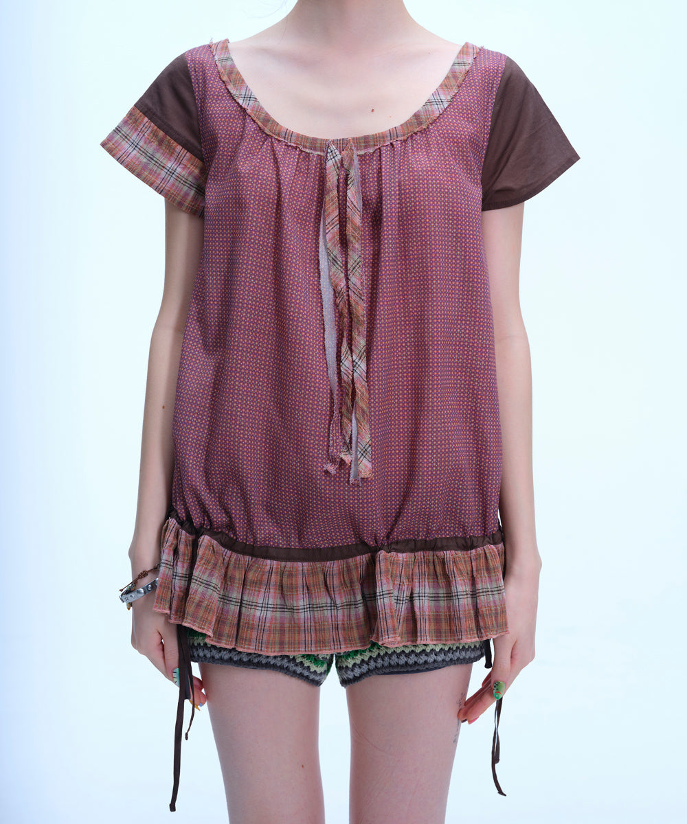 Coyseio - Strap Shirring Blouse (Brown) product image 9 | TRAB K-Fashion Australia