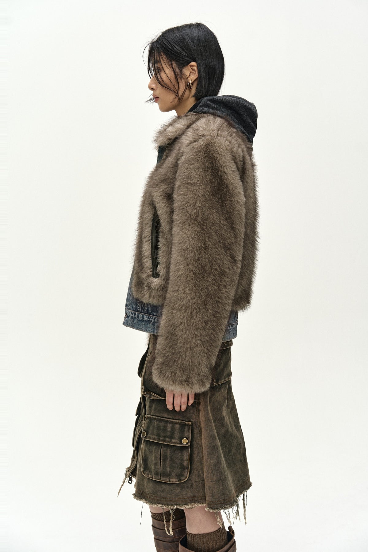 Andersson Bell - Fur On Denim Jacket (Grey) product image 9 | TRAB K-Fashion Australia
