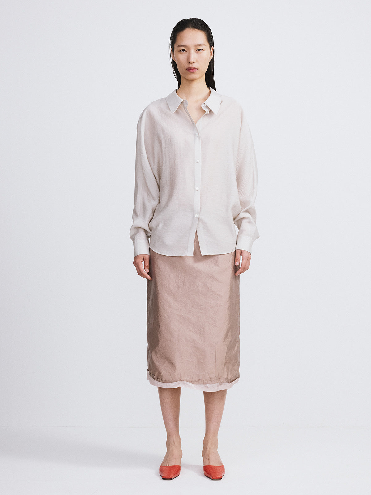 Recto - Silk Blend Volume Shirt (Light Taupe) product image 2 | TRAB K-Fashion Australia
