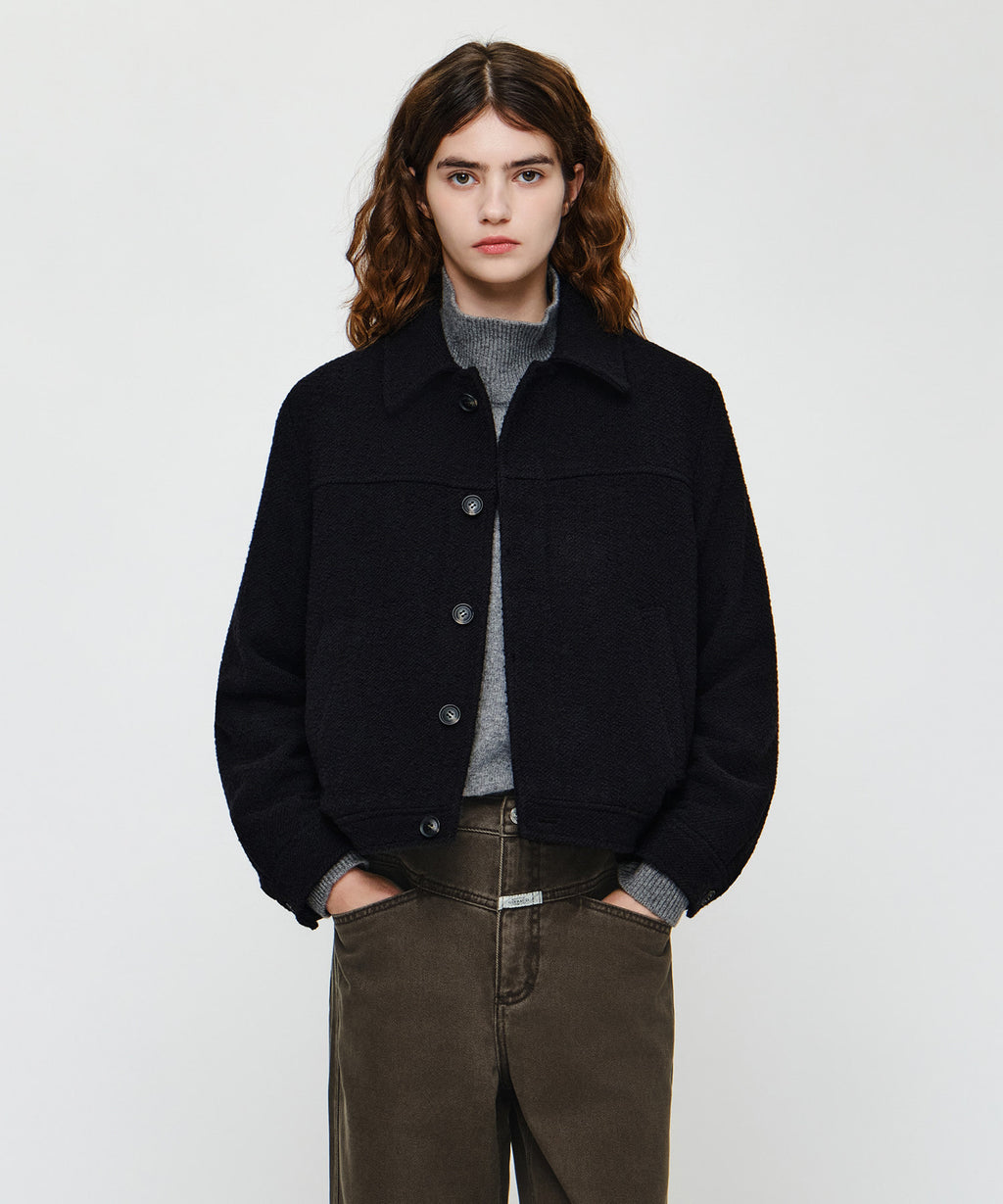 Marithe & Francois Girbaud - Collar Tweed Jacket (Black) product image 1 | TRAB K-Fashion Australia