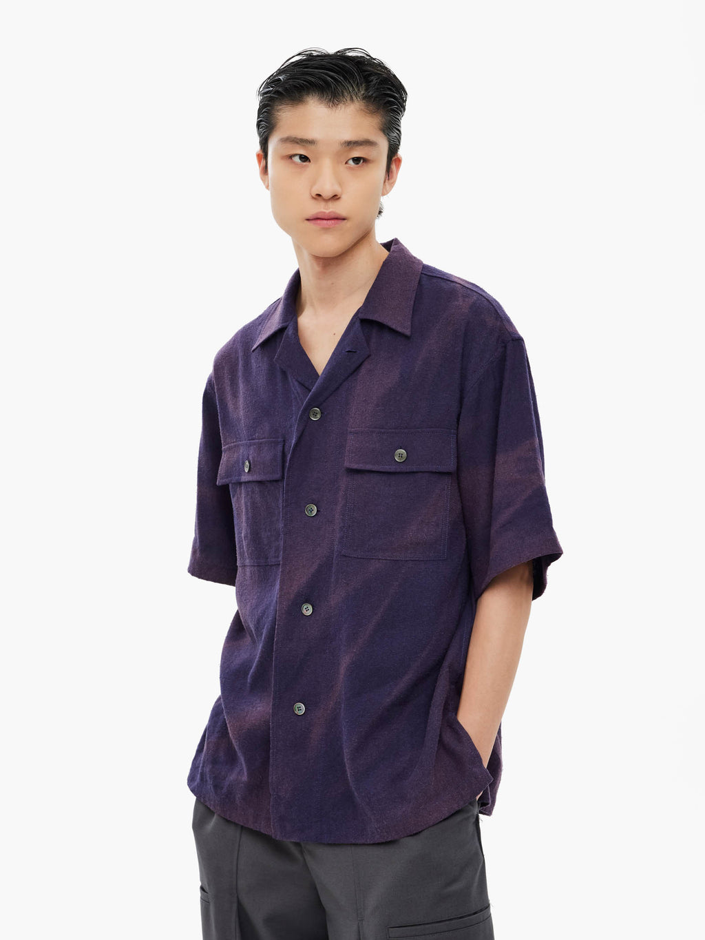 Jiyong Kim - Sun-Bleached Tailored Collar Shirt (Purple) product image 2 | TRAB K-Fashion Australia