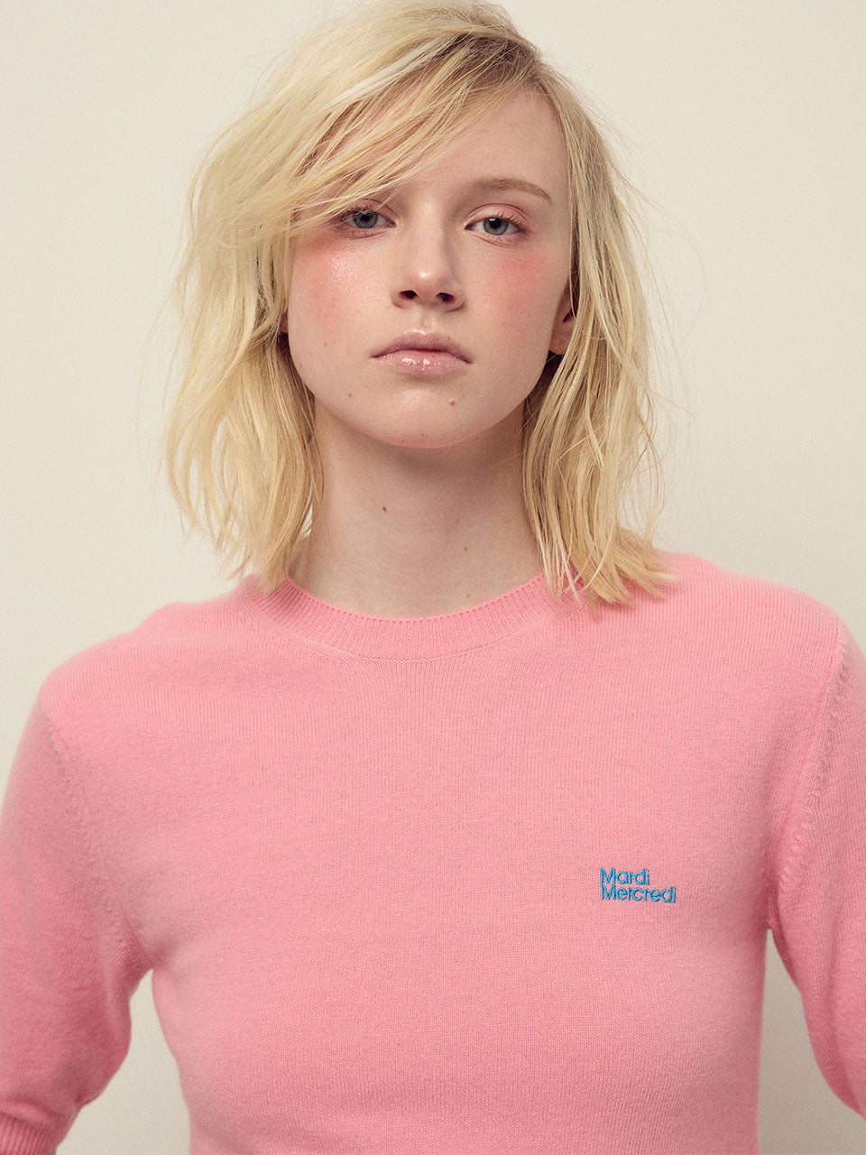 Mardi Mercredi - Cashmere Blended Top Short Sleeve Essential (Pink) product image 1 | TRAB K-Fashion Australia