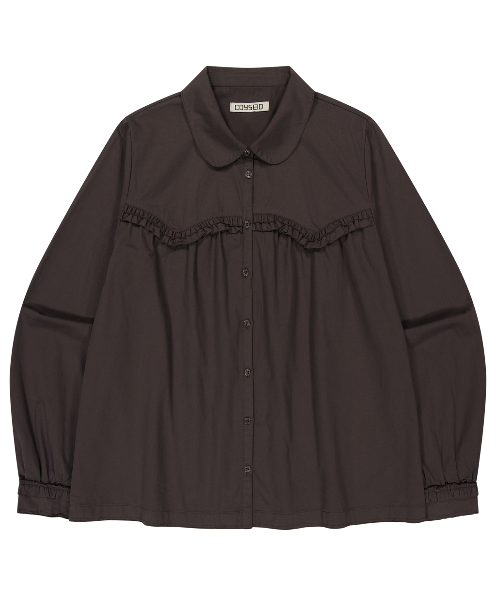 Coyseio - Rough Cut Frill Shirt (Brown) product image 1 | TRAB K-Fashion Australia