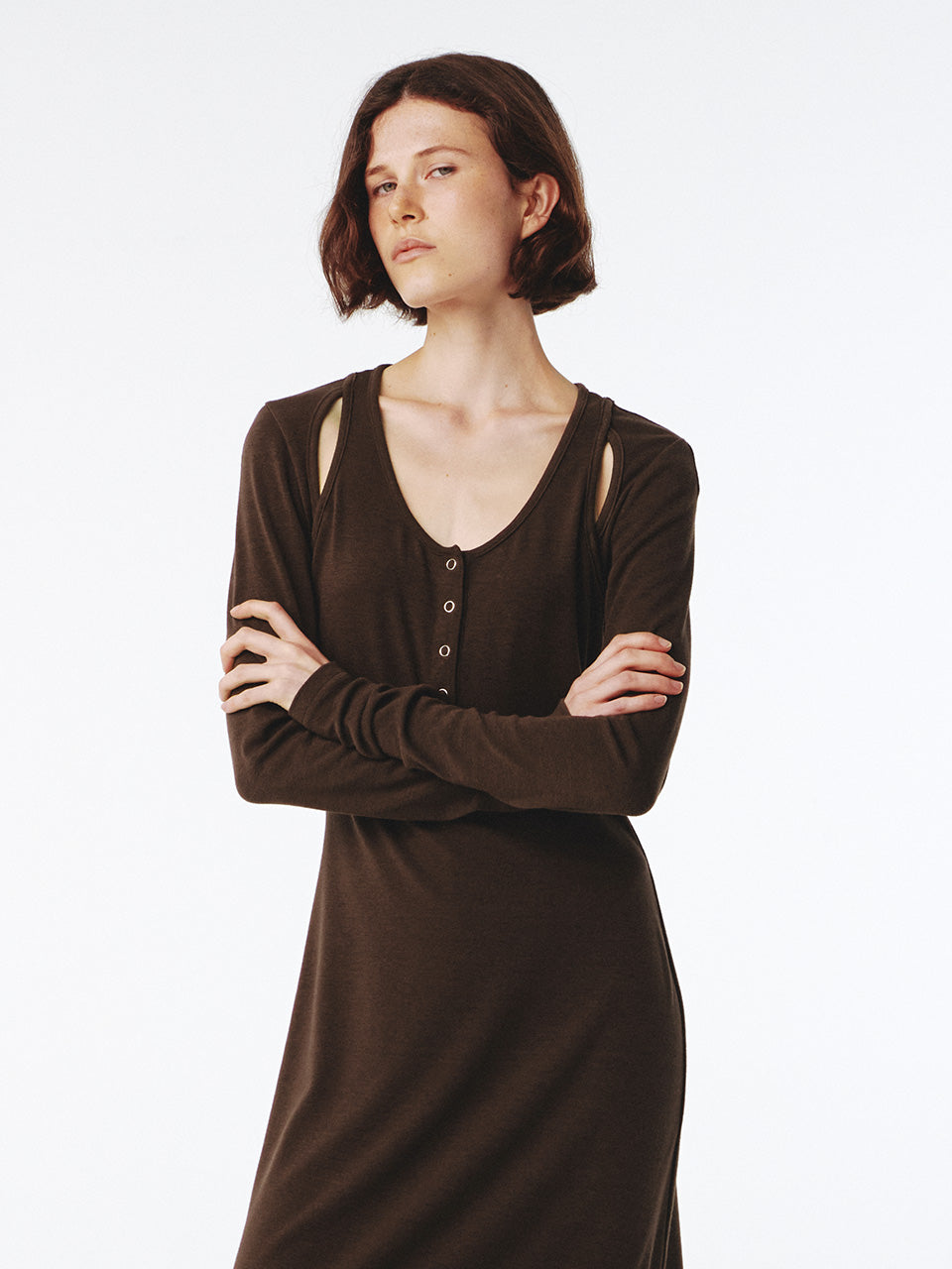 Kijun - Raglan Cut Jersey Dress (Brown) product image 5 | TRAB K-Fashion Australia