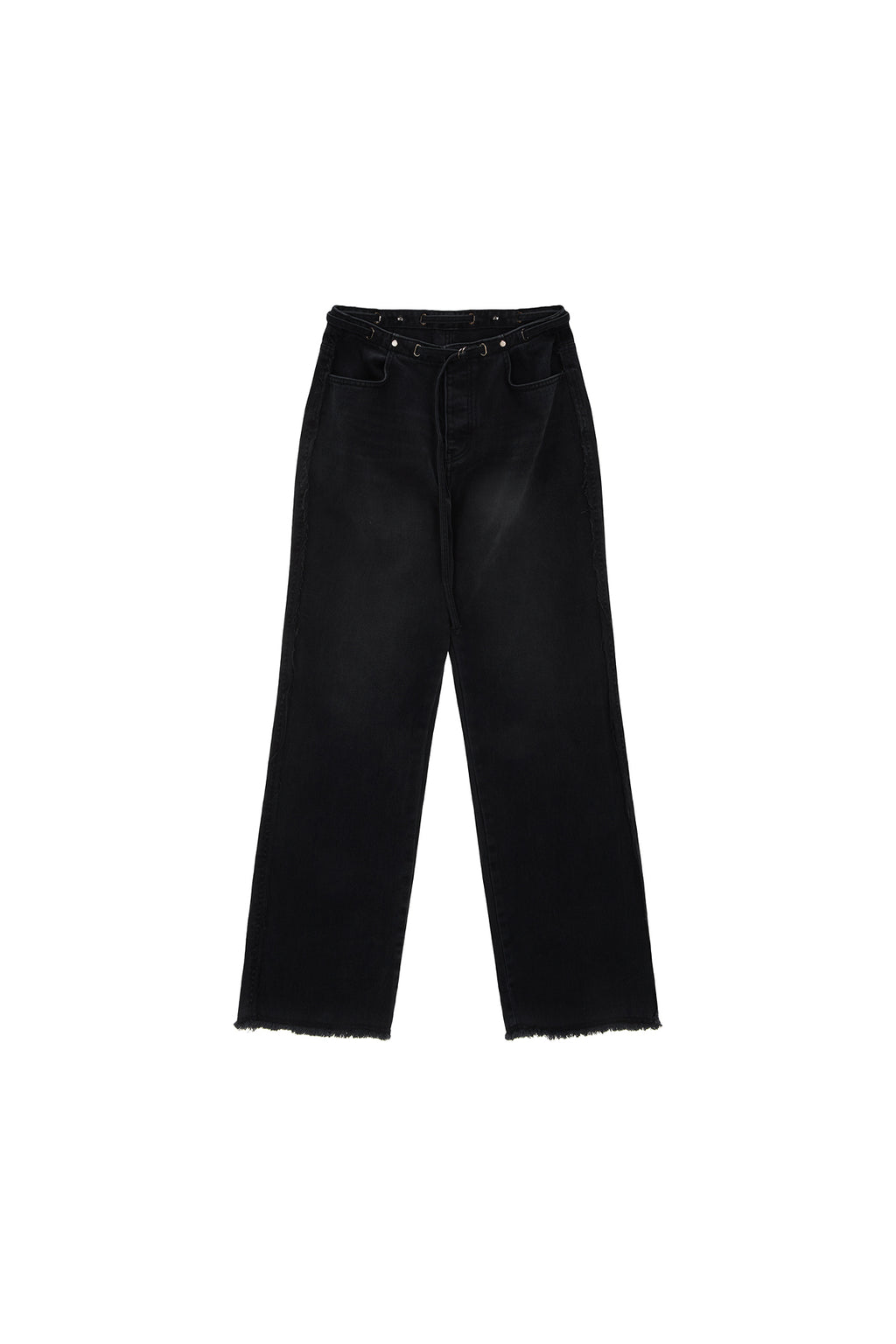 Matin Kim - Waist String Belted Denim Pants (Black) product image 1 | TRAB K-Fashion Australia