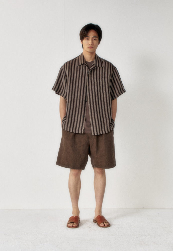 Art if acts - Washed Linen Two Tuck Shorts (Wood) product image 1 | TRAB K-Fashion Australia
