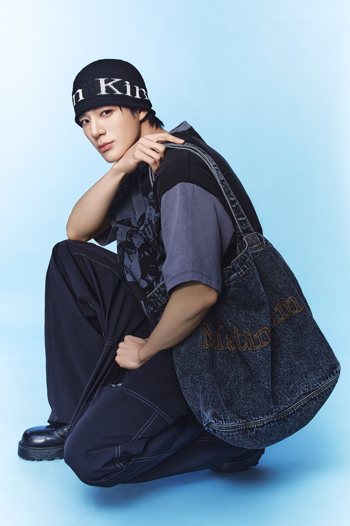 Matin Kim - Matin Stitch Denim Shoulder Bag (Black) product image 1 | TRAB K-Fashion Australia