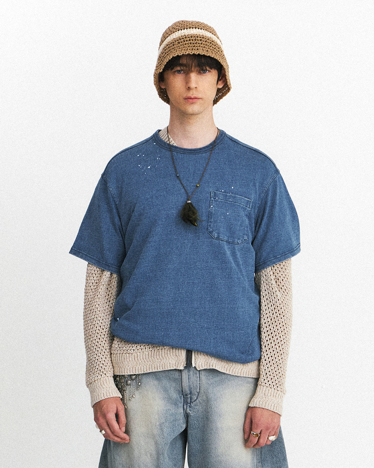 Eastlogue - Naval Embroidery T-shirts (Washed Indigo) product image 2 | TRAB K-Fashion Australia