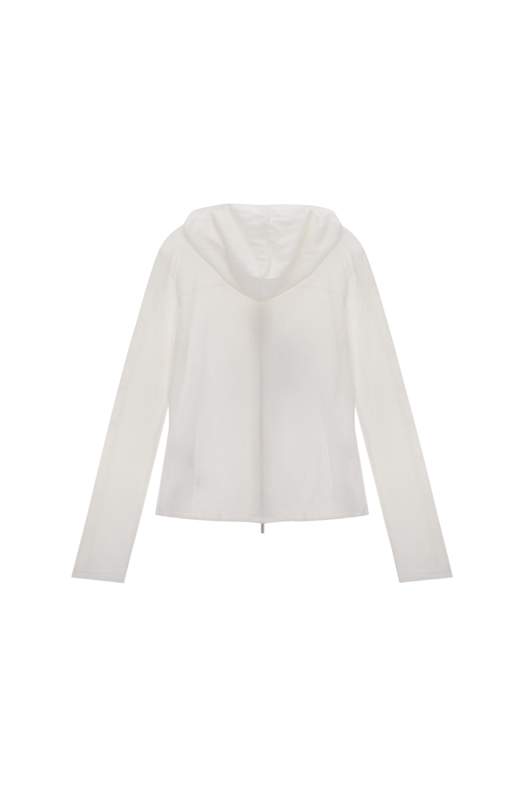 Matin Kim - Sleeve Hole Point Hoody Knit Zip Up (White) product image 2 | TRAB K-Fashion Australia