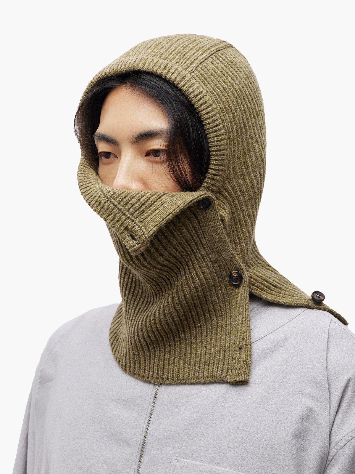 Jiyong Kim - Button Closure Balaclava (Khaki) product image 7 | TRAB K-Fashion Australia