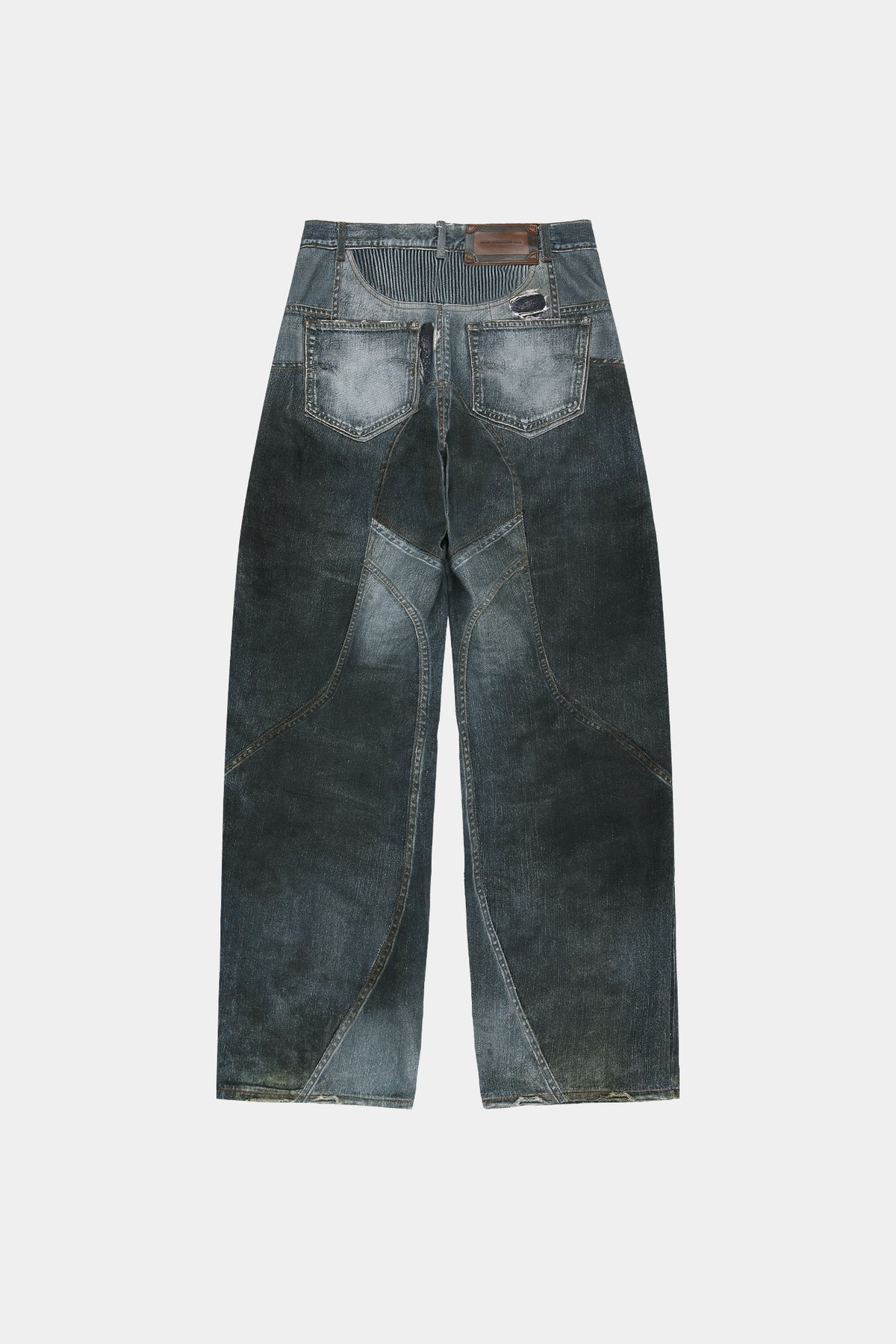 Andersson Bell - Denim Trompe-L'oeil Graphic Biker Jeans (Mid Blue) product image 14 | TRAB K-Fashion Australia
