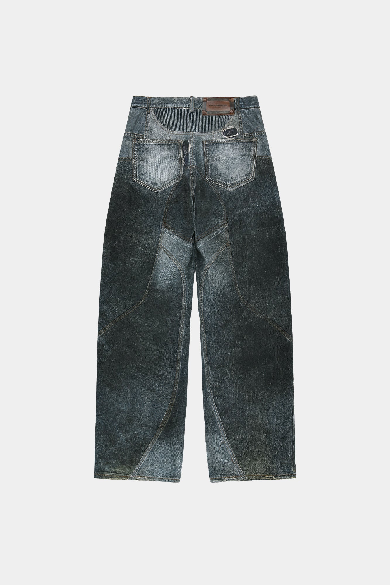Andersson Bell - [Pre-Order – Ships August 7] Denim Trompe-L'oeil Graphic Biker Jeans (Mid Blue) product image 14 | TRAB K-Fashion Australia